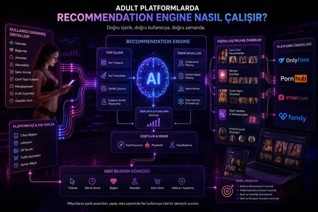 Recommendation Engine Nedir? OnlyFans, Pornhub ve Stripchat Kullanıcılara İçerik Önerilerini Nasıl Yapıyor? (2026 Rehberi) 1 Recommendation Engine Nedir