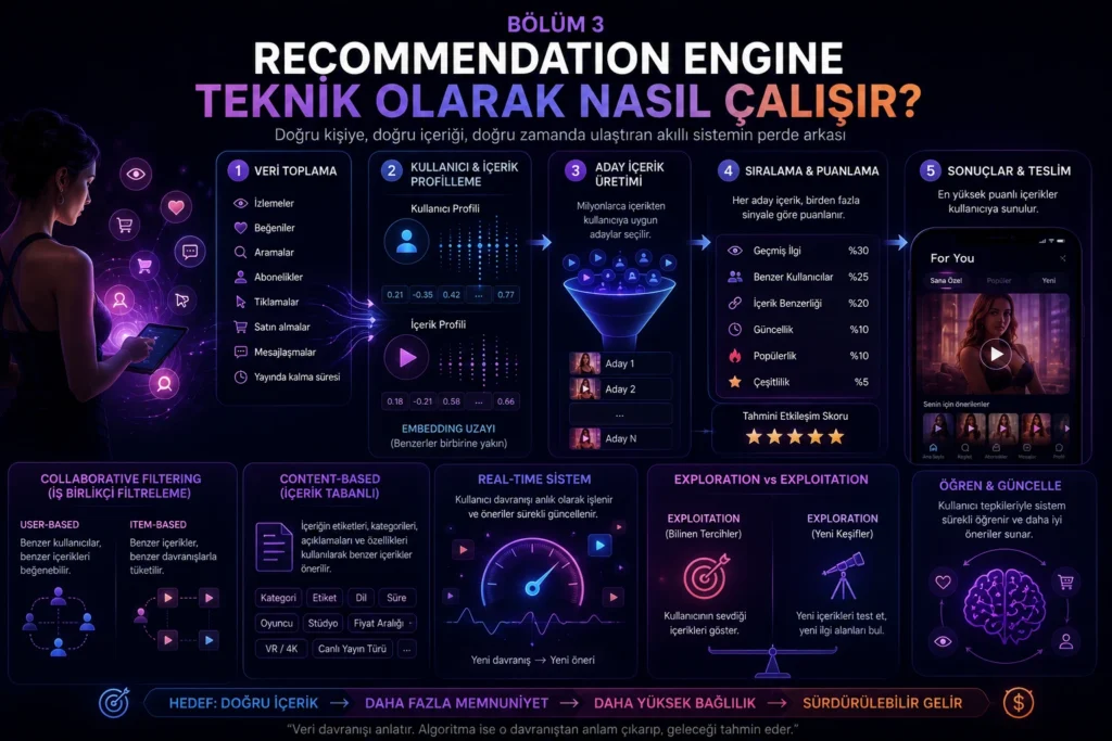 Recommendation Engine Nedir? OnlyFans, Pornhub ve Stripchat Kullanıcılara İçerik Önerilerini Nasıl Yapıyor? (2026 Rehberi) 2 Recommendation Engine Nedir